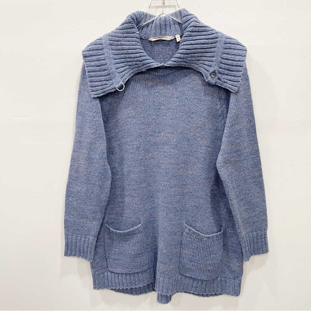 Soft Surroundings Optional Turtleneck Tunic Sweater Speckle Blue Wool Blend XL